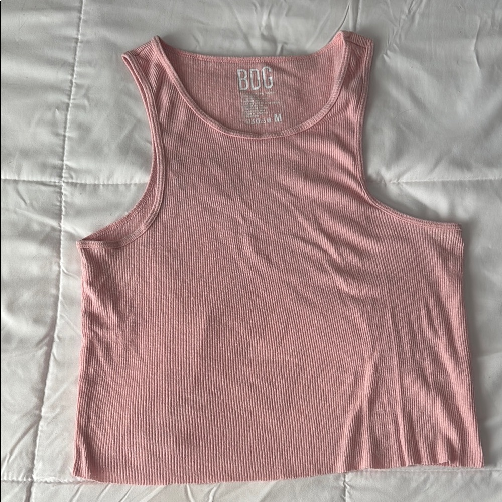 BDG Pink Sleeveless Ribbed Crop Tank